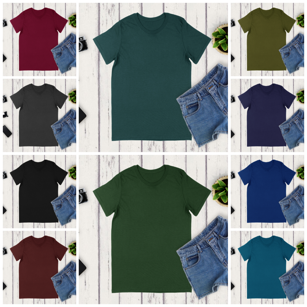 موكاب تيشيرت رجالي – 12 لون داكن بتنسيق Flat Lay أنيق
