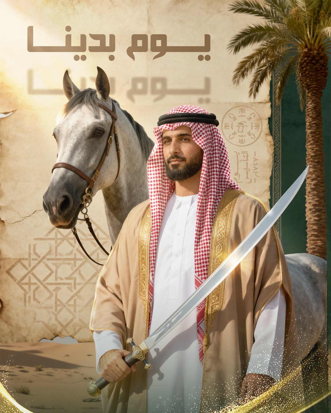 تصميم احتفالي لسوشيال ميديا – فخر التأسيس السعودي 1727