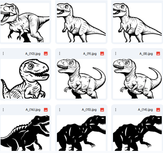 رسومات ديناصور T-Rex – قوة الأنياب وسيطرة الغابة – 235 تصميم