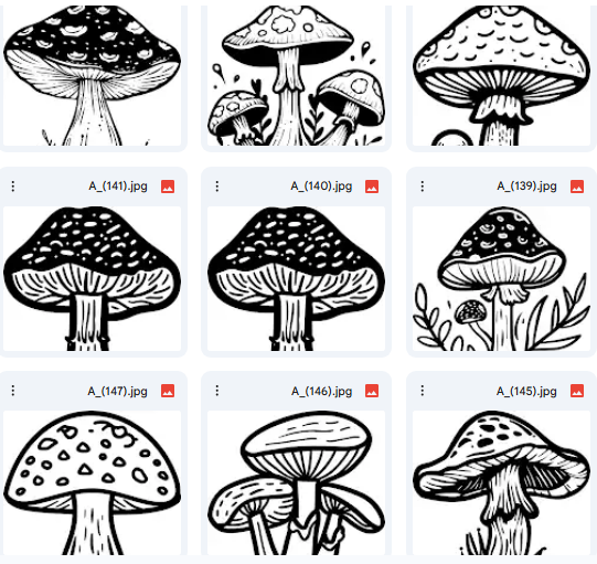 فطر ملون – رسومات وتصاميم Vector للأطفال – 147 رسمة وتصميم