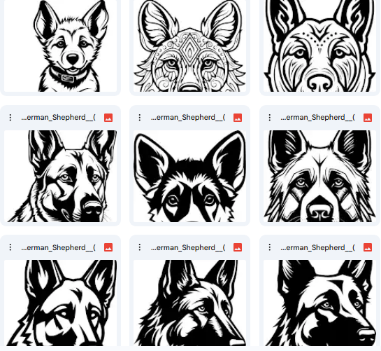 رسومات Vector لكلاب الجيرمان شيبرد – تصاميم ممتعة للأطفال – 113 رسمة