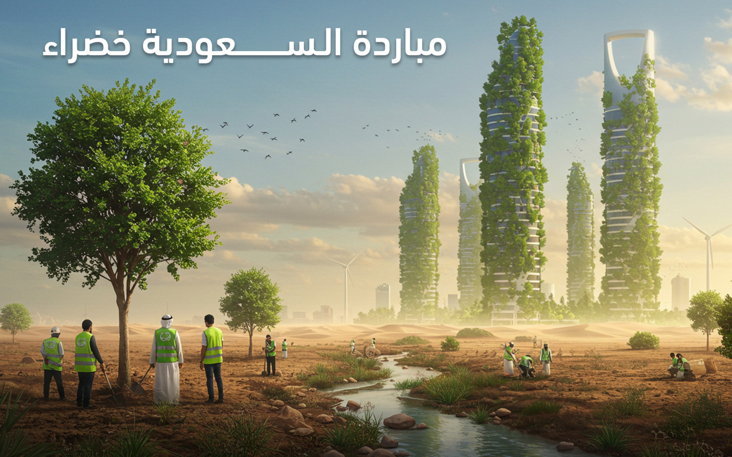 تصميم للمبادرة السعوديه الخضراء و التطور الأخضر نحو مدينة مستدامة