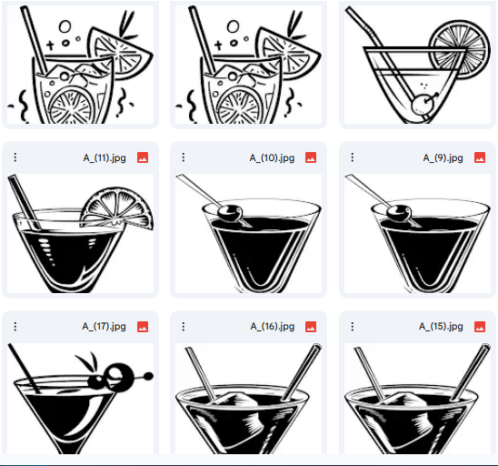 رسومات مشروبات الكوكتيل – انتعاش وخطوط عصرية – 147 تصميم