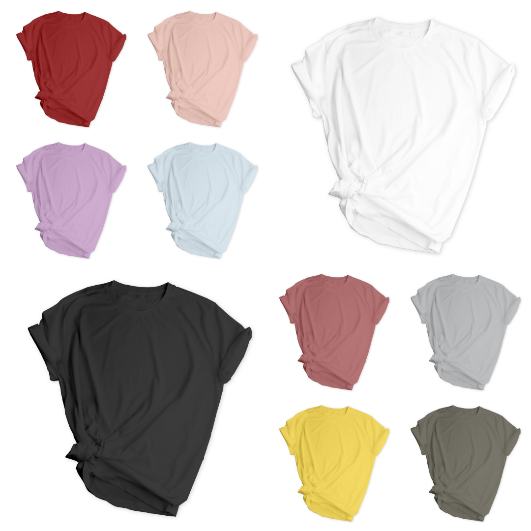 Mockup تيشيرت رجالي صيفي – 10 ألوان متنوعة بجودة عالية