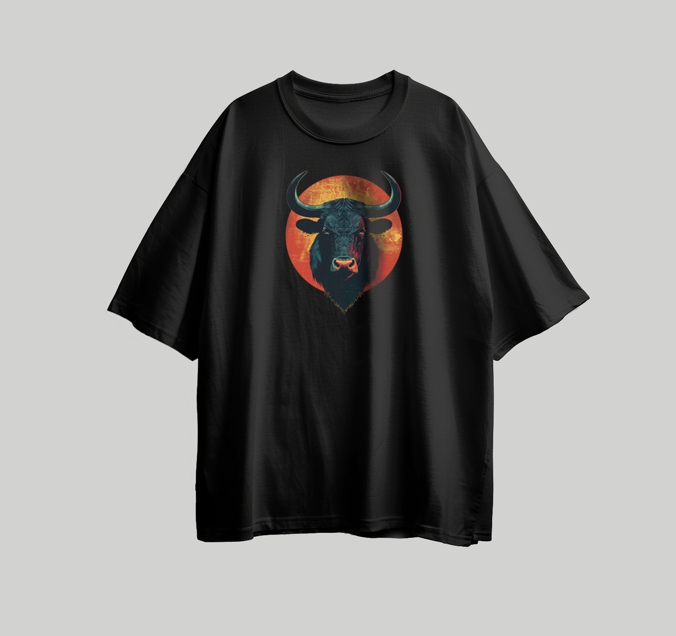 تصميم للطباعة على  شكل ثور بالوان متداخله