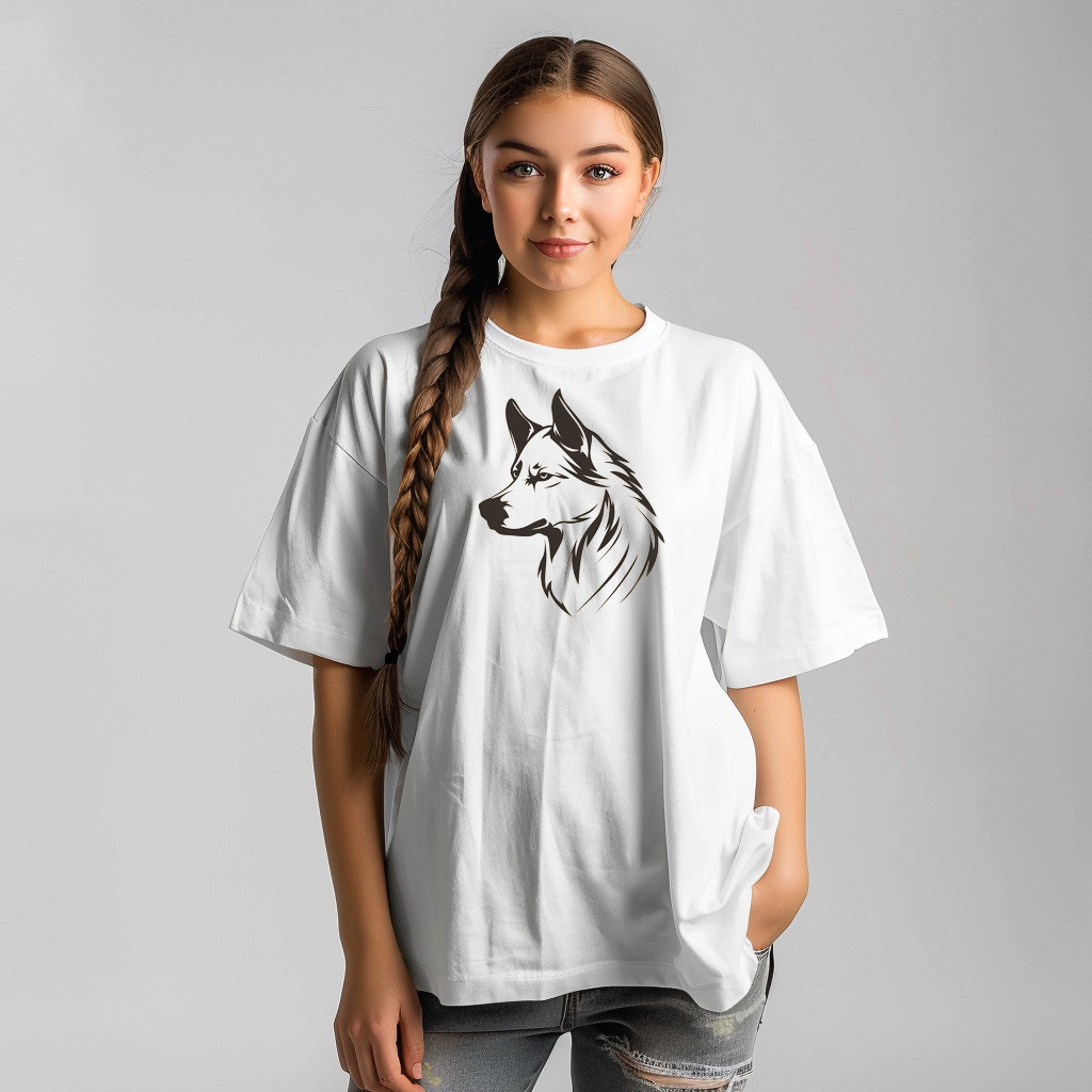 تصميم للطباعة على شكل وجه كلب باللون الاسود