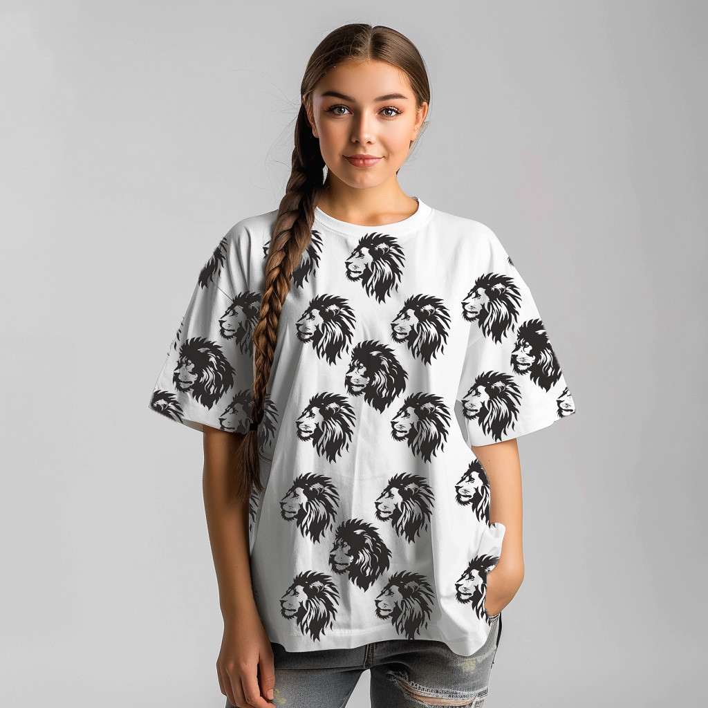 تصميم للطباعة على شكل اسد باللون الاسود