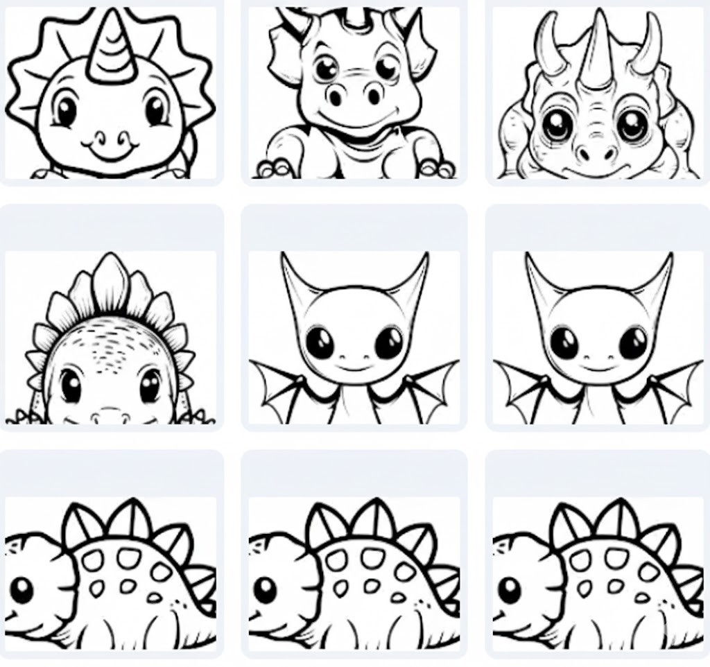 تعابير ديناصورات مرحة للتلوين – 23 تصميم