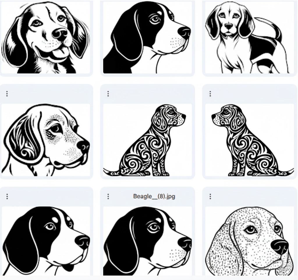 سحر البيغل: رسومات Beagle Vector للتلوين – 50 تصميم