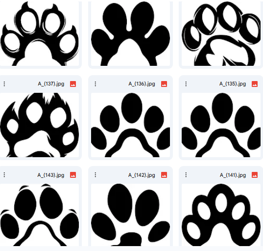 آثار البرية – رسومات Vector لأشكال Paw Prints للأطفال – 20 رسمة