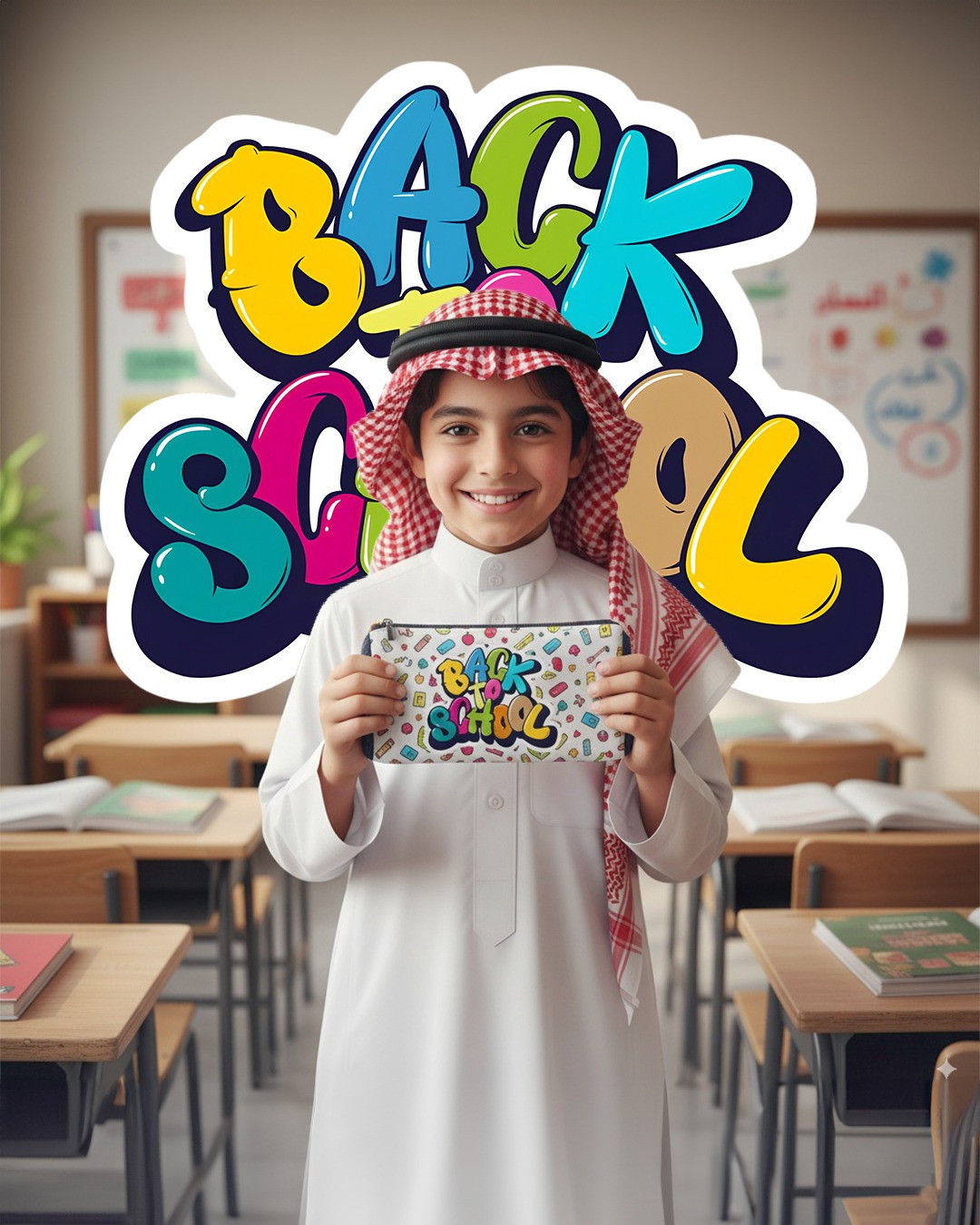 ستيكر العودة إلى المدرسة – بهجة الطالب السعودي