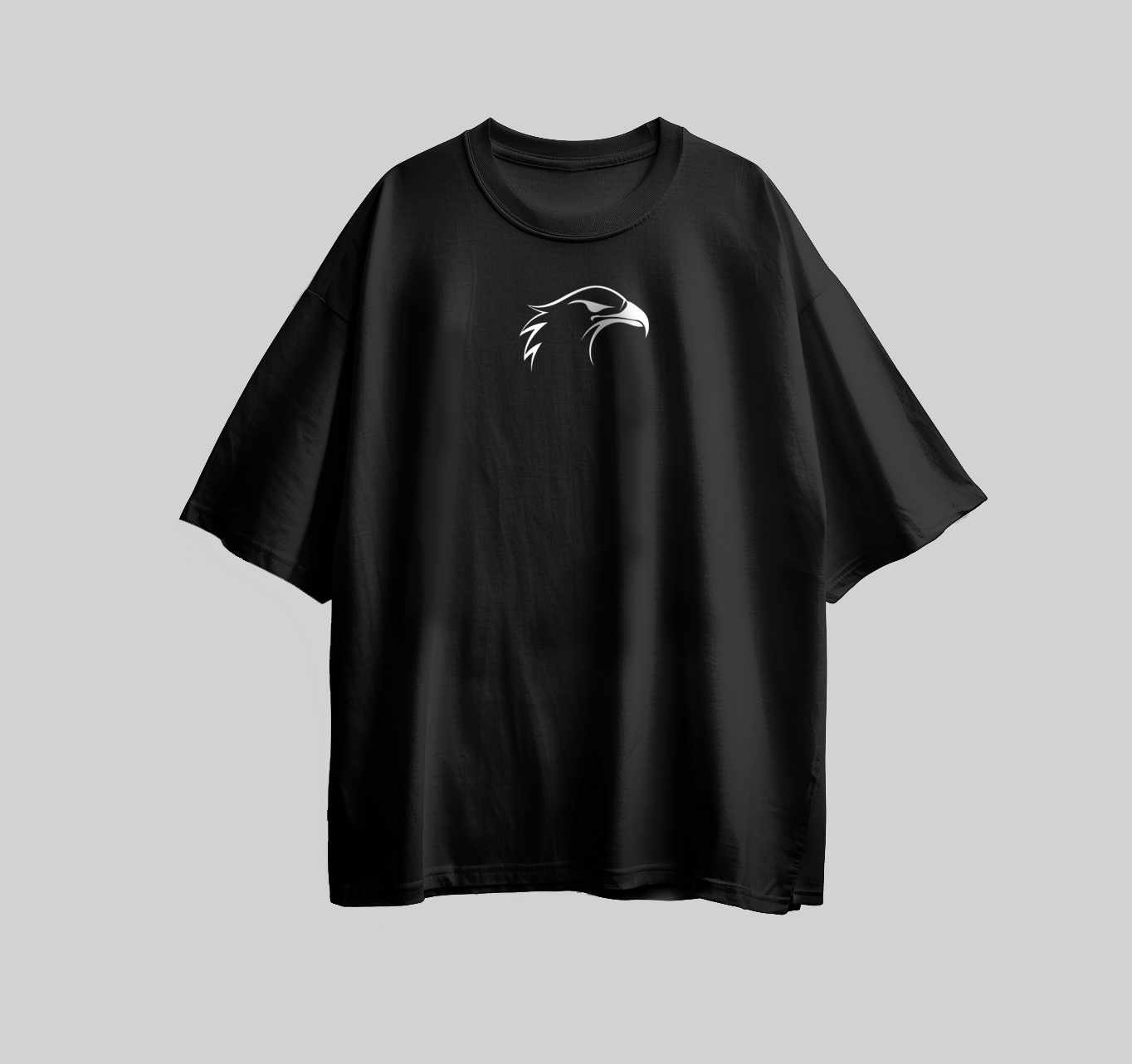 تصميم للطباعة على تيشرت شكل لوجو لوجهه نسر باللون الابيض