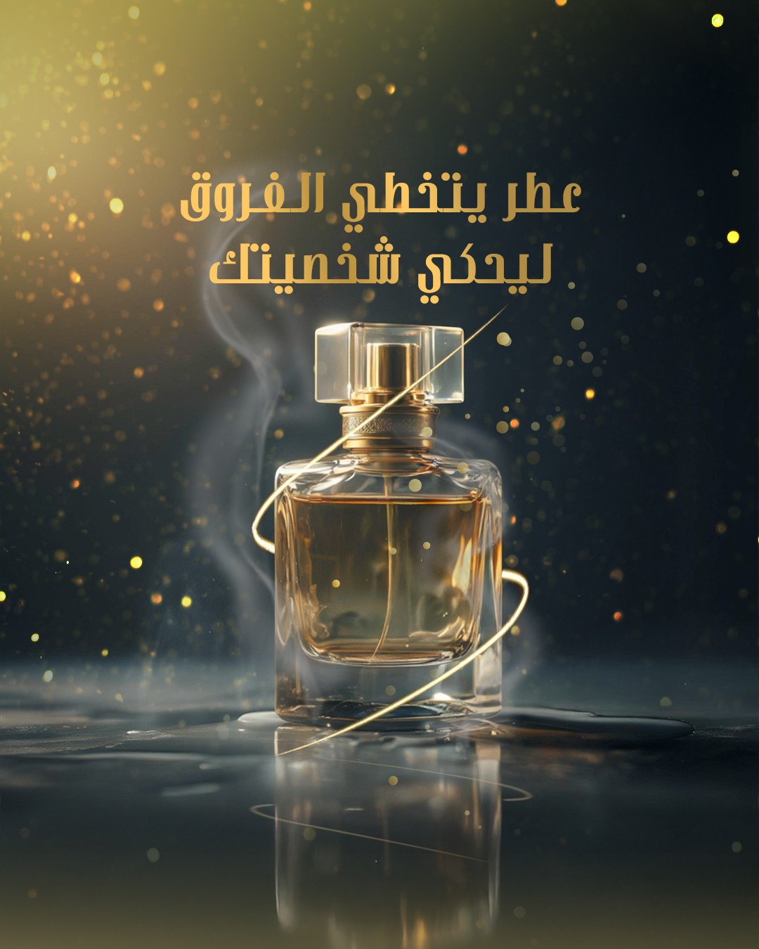 تصميم فاخر للسوشيال ميديا – عبق الفخامة في زجاجة عطر