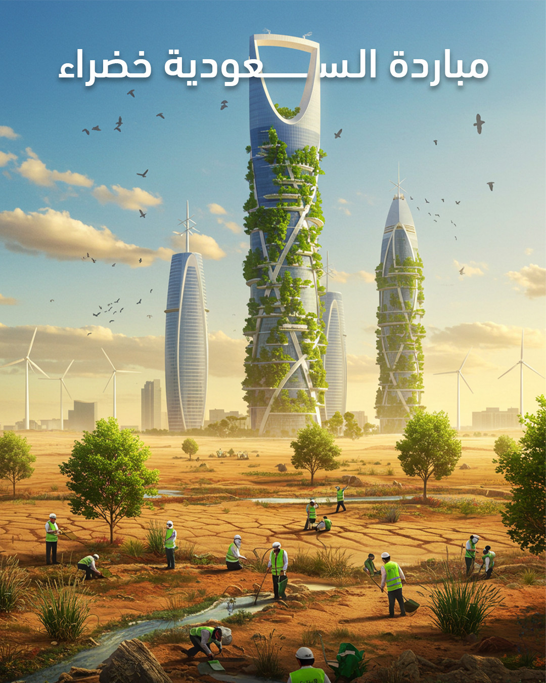 تصميم للمبادرة السعوديه الخضراء و مستقبل أخضر مستدام