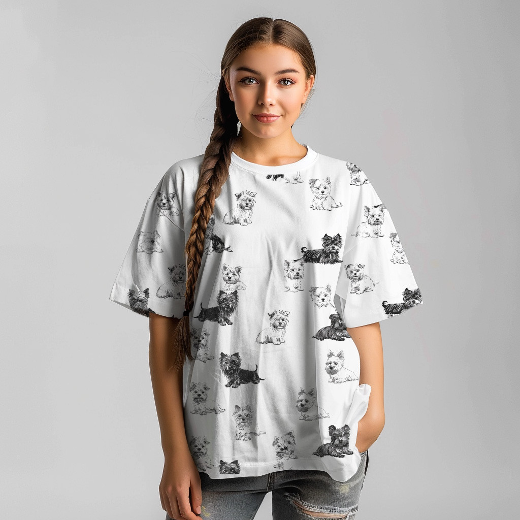 تصميم للطباعة على شكل قطط بيضاء و سوداء