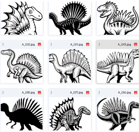 رسومات ديناصور سبينوصورس – فن الديناصور الشراعي – 30 تصميم