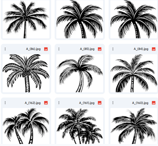 أشجار النخيل Vector – 15 رسمة جاهزة للتلوين