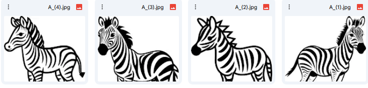 حمار مخطط Vector بأربع رسومات فنية مرحة ومميزة