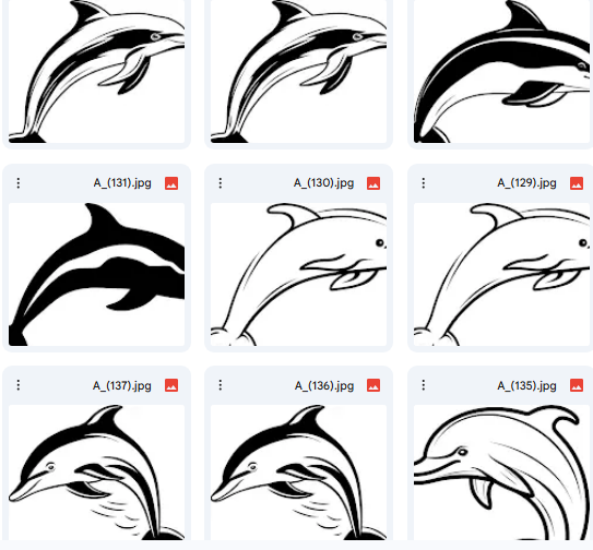 الدولفين في مشاهد بحرية متنوعة: 16 رسمة Vector