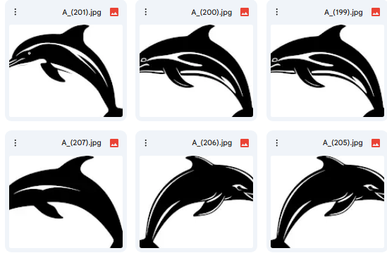 الدولفين بأسلوب فني مائي في 10 رسمة Vector