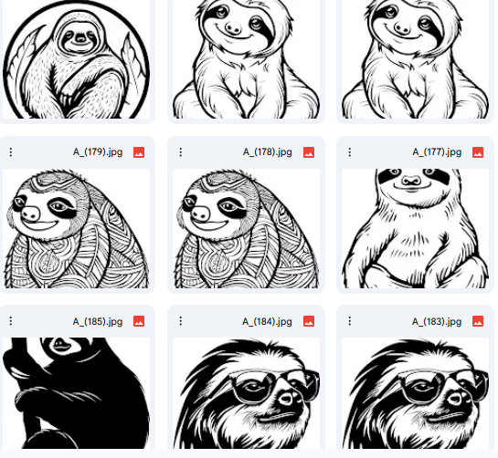 كسلان لطيف للأنشطة – 20 رسمة Vector