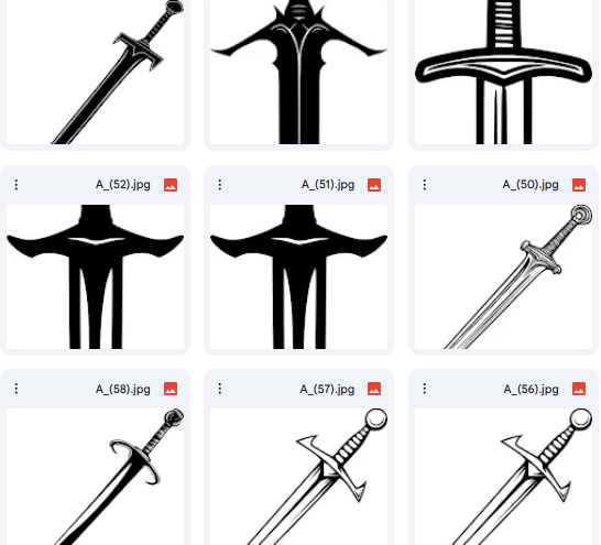 نماذج سيوف مبسطة – 20 رسمة Vector