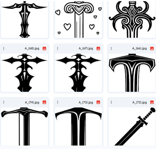 أشكال سيوف للتدريب الفني – 20 رسمة Vector