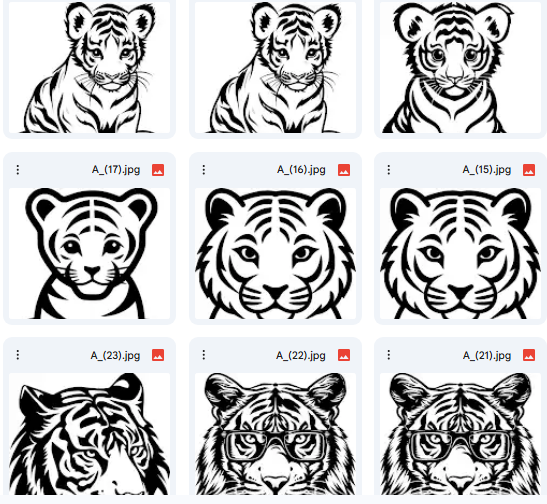 رسومات النمر – 20 رسمة Vector للأنشطة والفنون