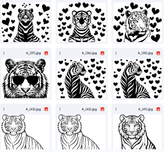 نماذج النمر للقصص والتلوين – 20 رسمة Vector