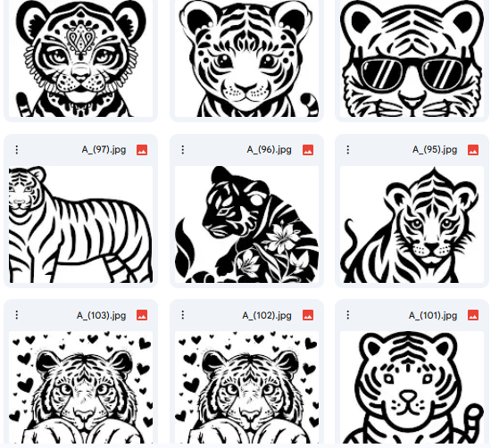 النمر الخيالي – 20 رسمة Vector للأنشطة والقصص