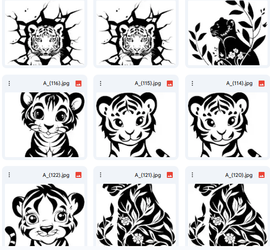 نماذج النمر للتمييز والتلوين – 20 رسمة Vector