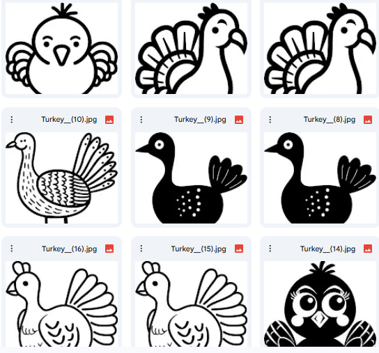 تجميعة الديك الرومي – 290 رسمة Vector لصفحات التلوين