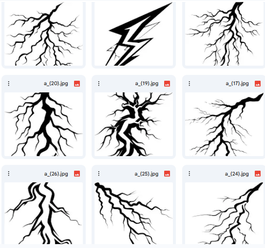 شرارات البرق – 20 رسمة Vector للتلوين والخيال
