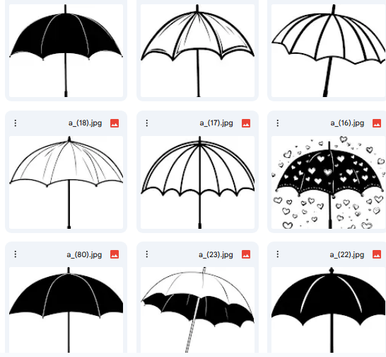 مظلات مرحة – 18 رسمة Vector لصفحات التلوين