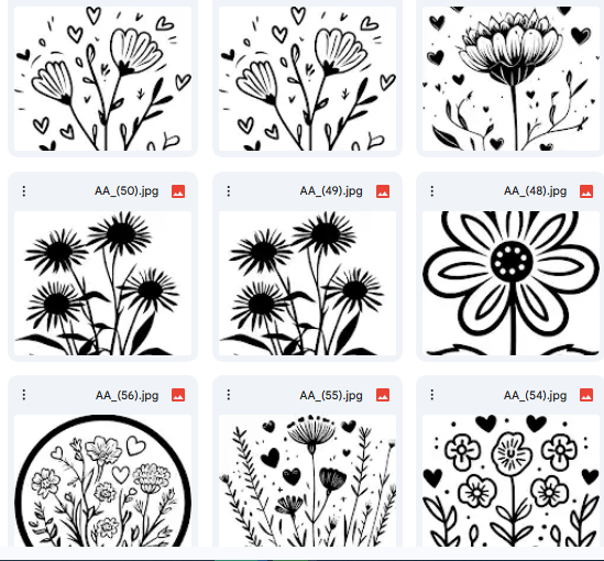 زهور متنوعة – 48 رسمة Vector للتلوين والخيال