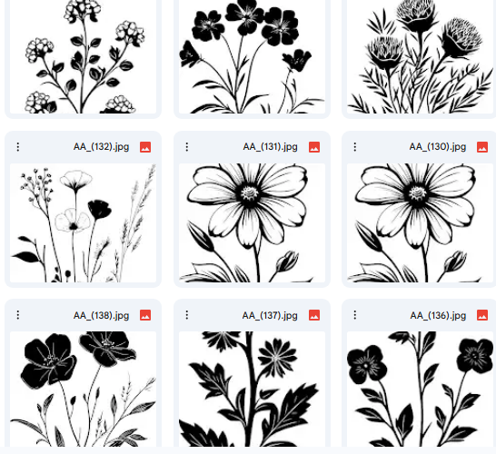 مسارات زهرية للرسم والتلوين – 48 رسمة Vector