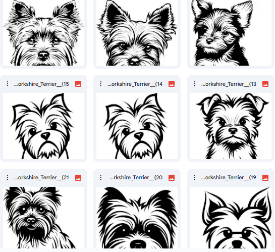 عالم يوركيشر المرح – 151 رسمة Vector لكلاب Yorkshire Terrier