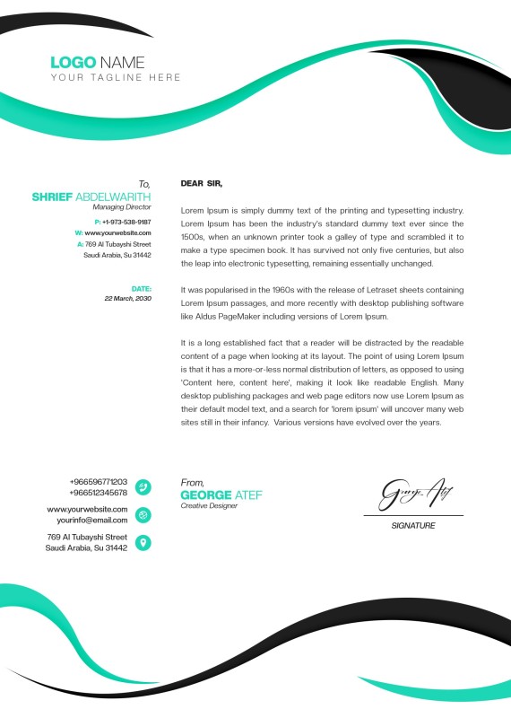 تصميم قالب احترافي لخطاب رسمي للشركات